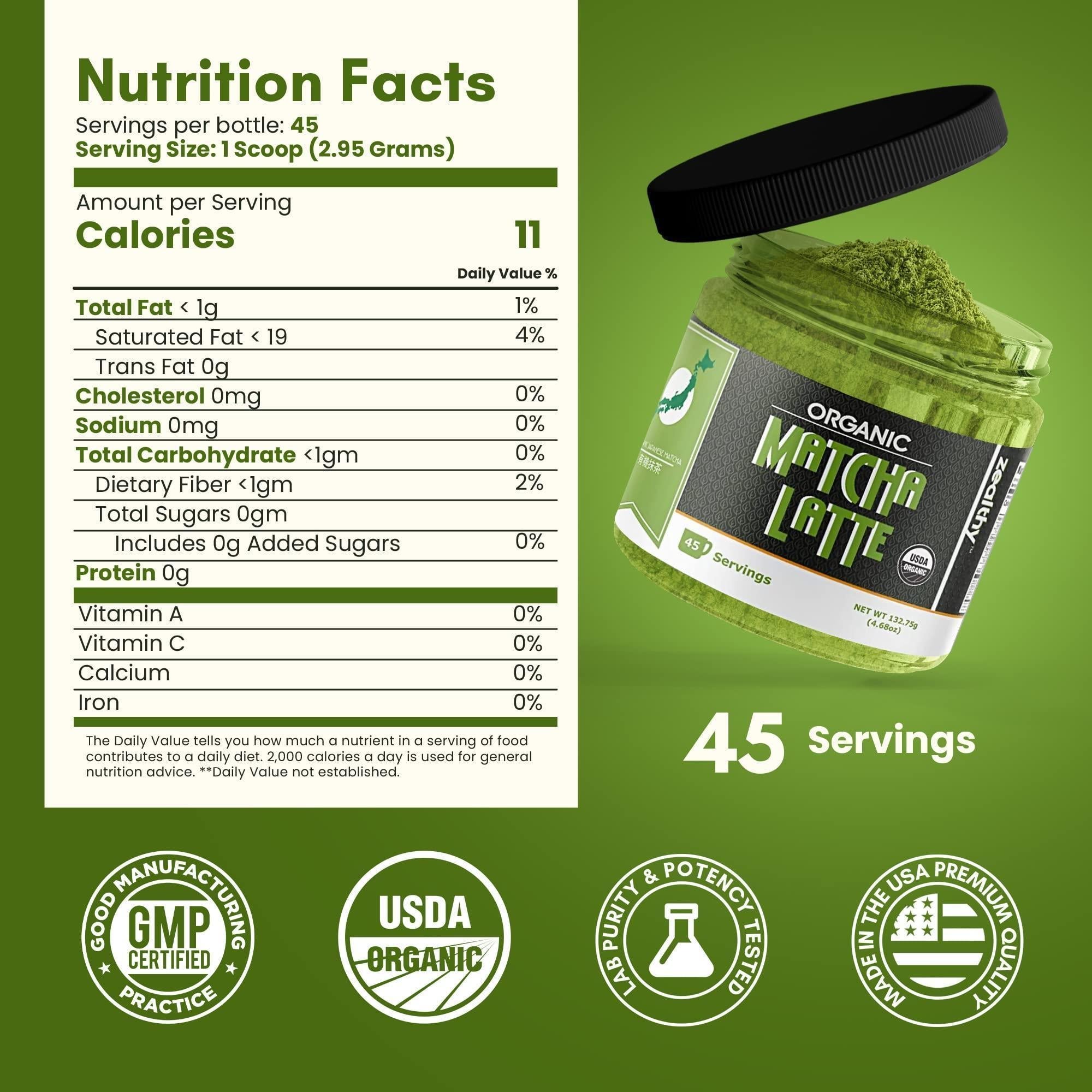 Organic Matcha Latte Pure Japanese Tea Blend with Ashwagandha Vanilla 4.68 oz